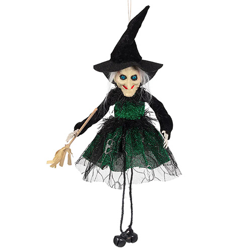 Green Wicked Witch Hanging Halloween Prop Decoration 15cm Product Gallery Image