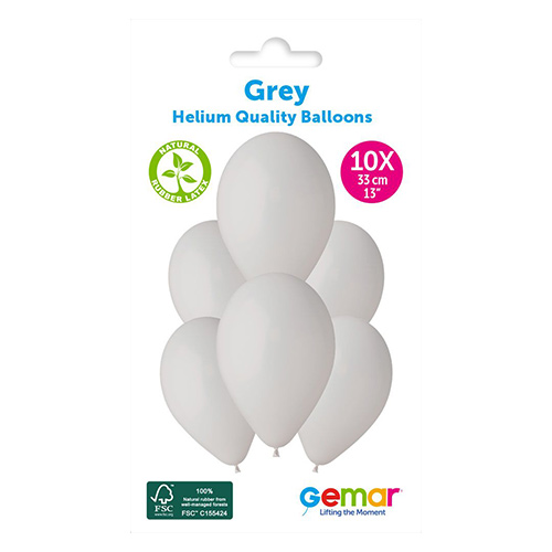 Grey Bio Latex Balloons 33cm / 13 in - Pack of 10 Product Gallery Image