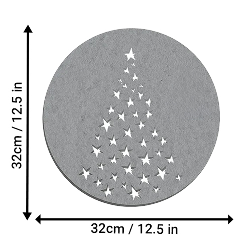 Grey Christmas Tree Star Cutout Round Felt Placemats 32cm - Pack of 4 Product Gallery Image