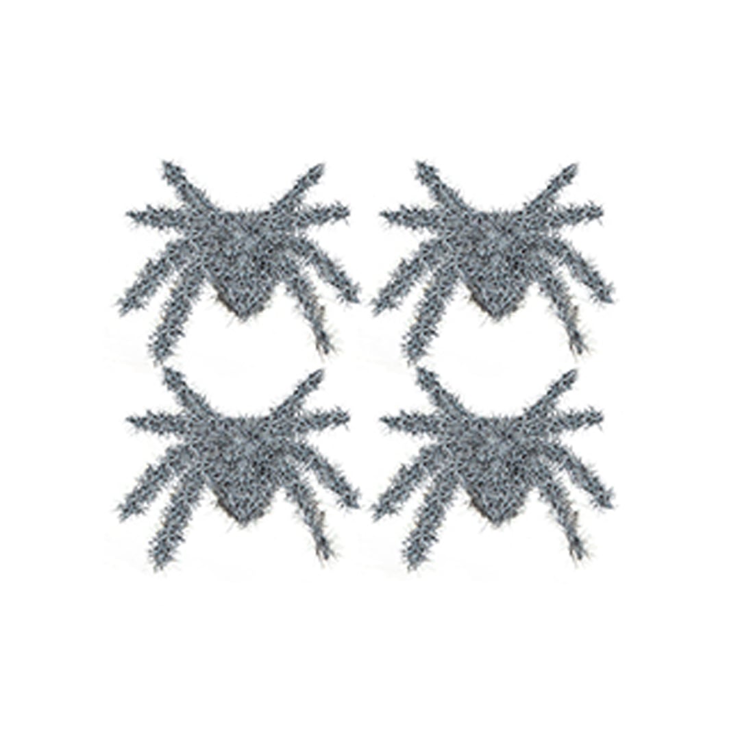 Grey Furry Spider Halloween Decorations 7cm - Pack of 4
