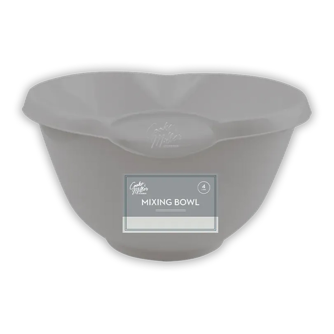 Grey Reusable Plastic Mixing Bowl 4L