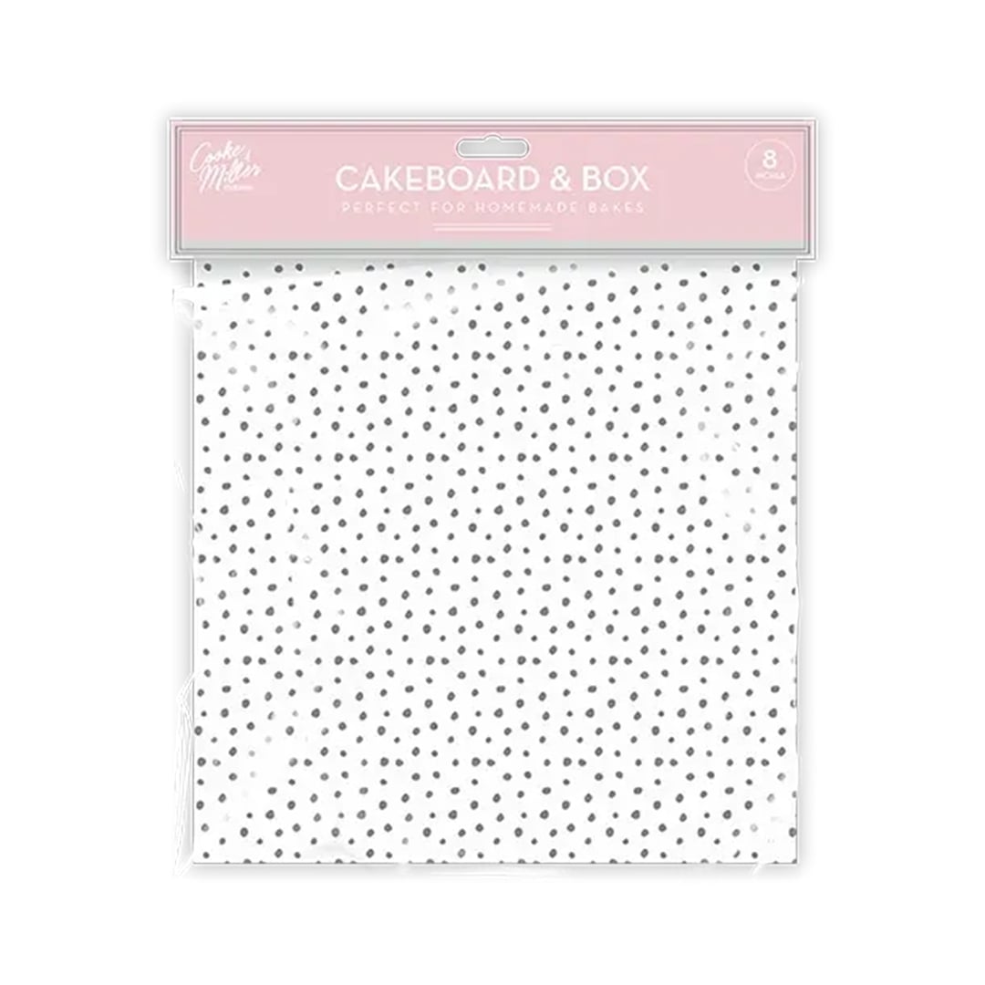 Grey Spotty Cake Box & Board Set View 2