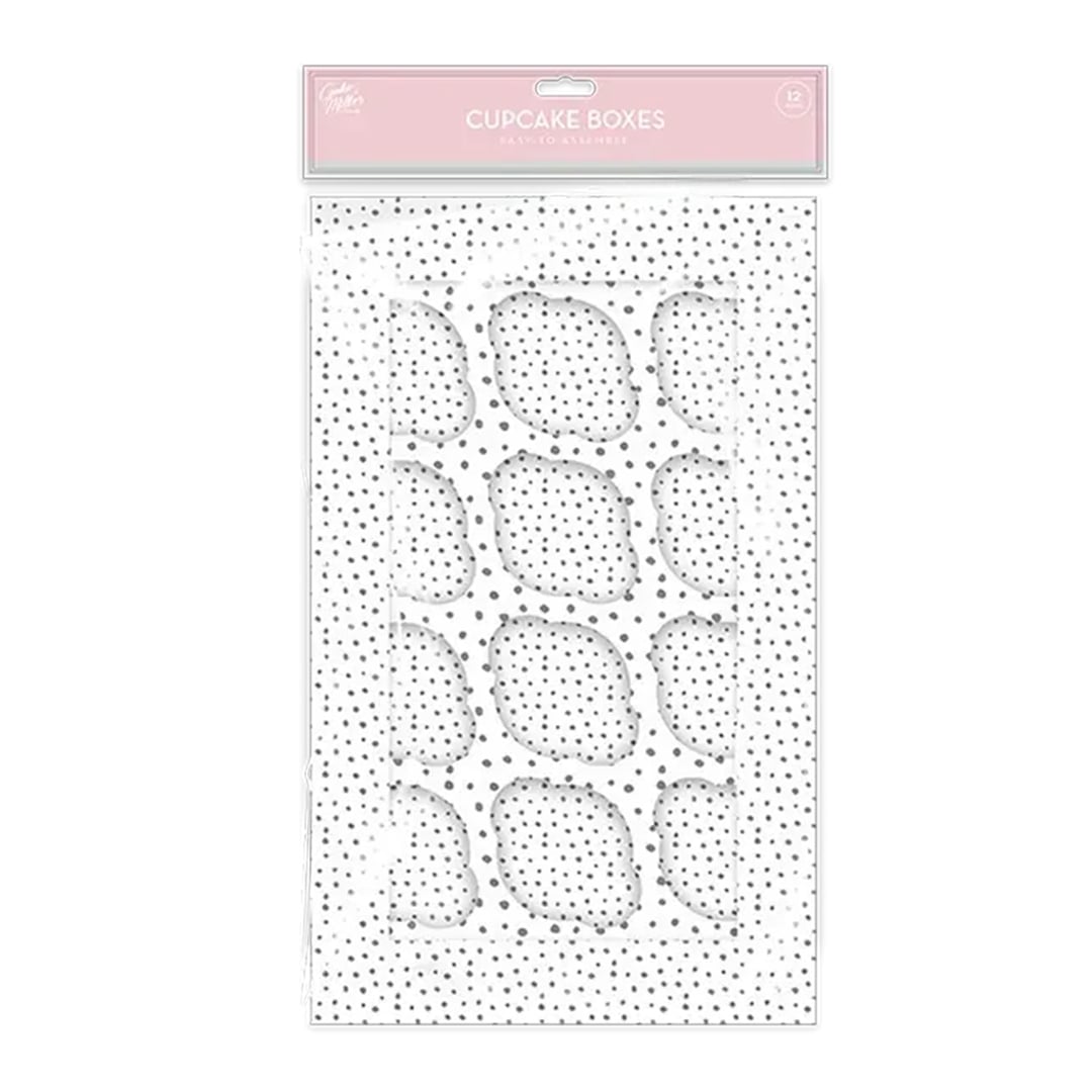 Grey Spotty Twelve Hole Cupcake Box View 2