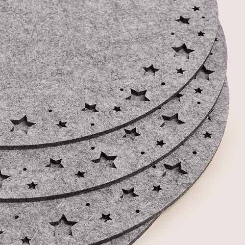 Grey Star Cutout Christmas Felt Placemats 32cm - Pack of 4 Product Gallery Image