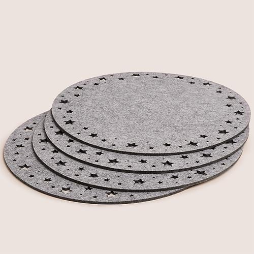 Grey Star Cutout Christmas Felt Placemats 32cm - Pack of 4 Product Gallery Image