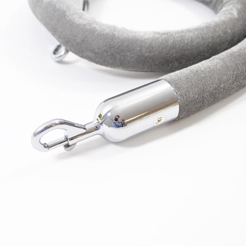 Grey Velvet Rope with Chrome Hooks Product Gallery Image