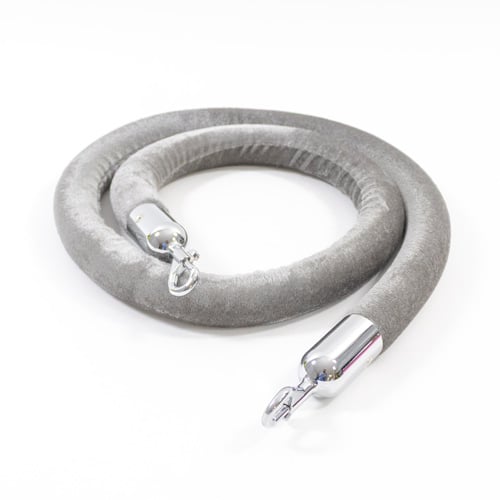 Grey Velvet Rope with Chrome Hooks
