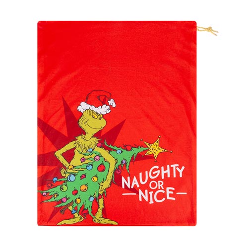 Grinch Printed Fleece Red Christmas Present Sack 70cm Product Image