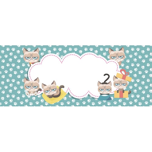 Grumpy Cat Paws Print Blue Design Small Personalised Banner - 4ft x 2ft