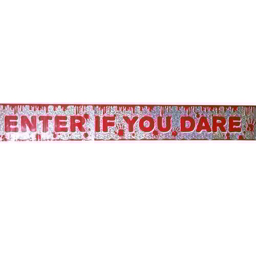 Enter If You Dare Silver Foil Banner Window Door Halloween Decoration 2.6m