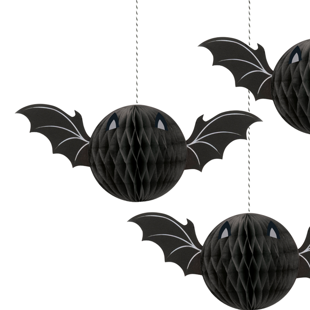 Halloween Bat Honeycomb Hanging Decorations - Pack of 3 View 3