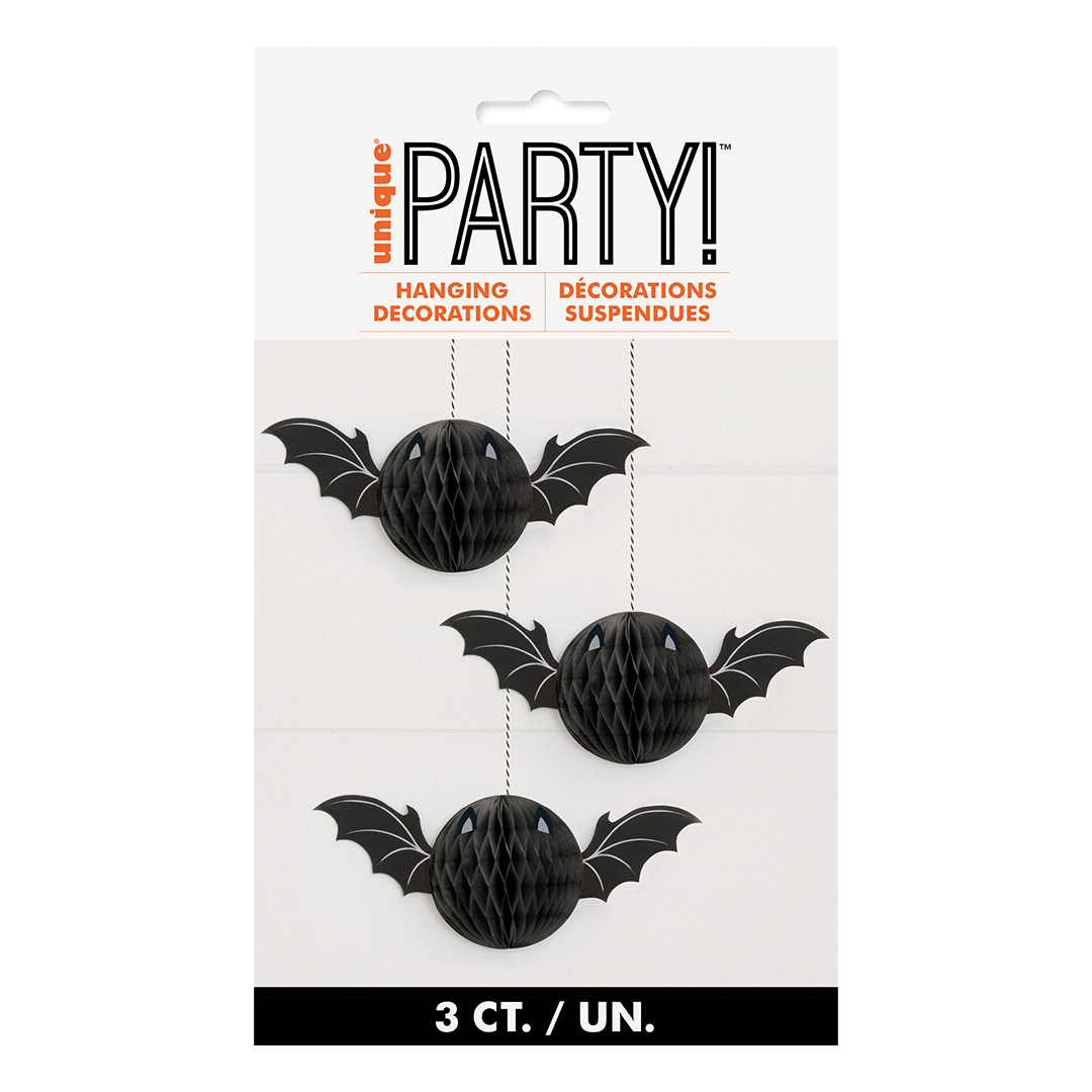 Halloween Bat Honeycomb Hanging Decorations - Pack of 3 View 4