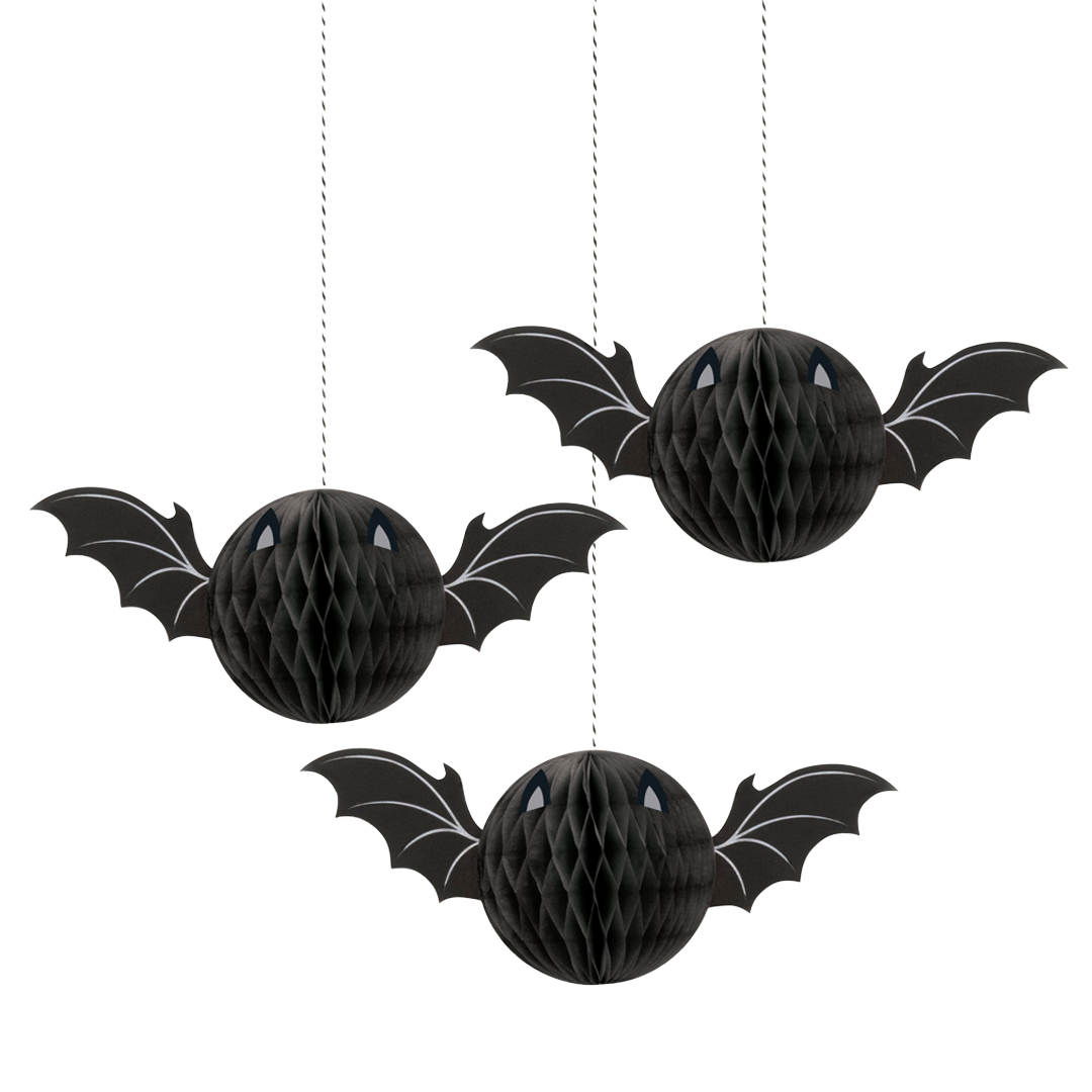 Halloween Bat Honeycomb Hanging Decorations - Pack of 3 View 2