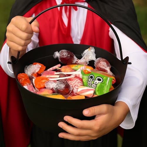 Halloween Black Plastic Cauldron 24cm – Witch Cauldron Party Decoration, Trick or Treat Candy Bowl, Spooky Centrepiece for Halloween Party Supplies Product Gallery Image