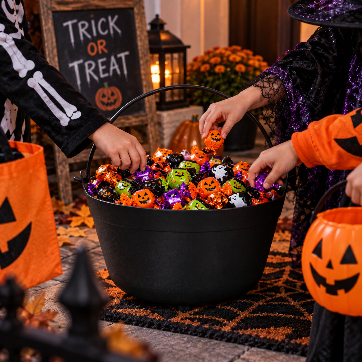 Halloween Black Plastic Cauldron 24cm – Witch Cauldron Party Decoration, Trick or Treat Candy Bowl, Spooky Centrepiece for Halloween Party Supplies View 5