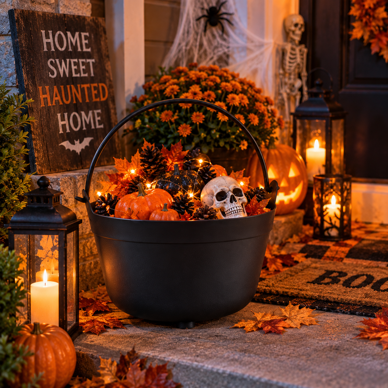 Halloween Black Plastic Cauldron 24cm – Witch Cauldron Party Decoration, Trick or Treat Candy Bowl, Spooky Centrepiece for Halloween Party Supplies View 6