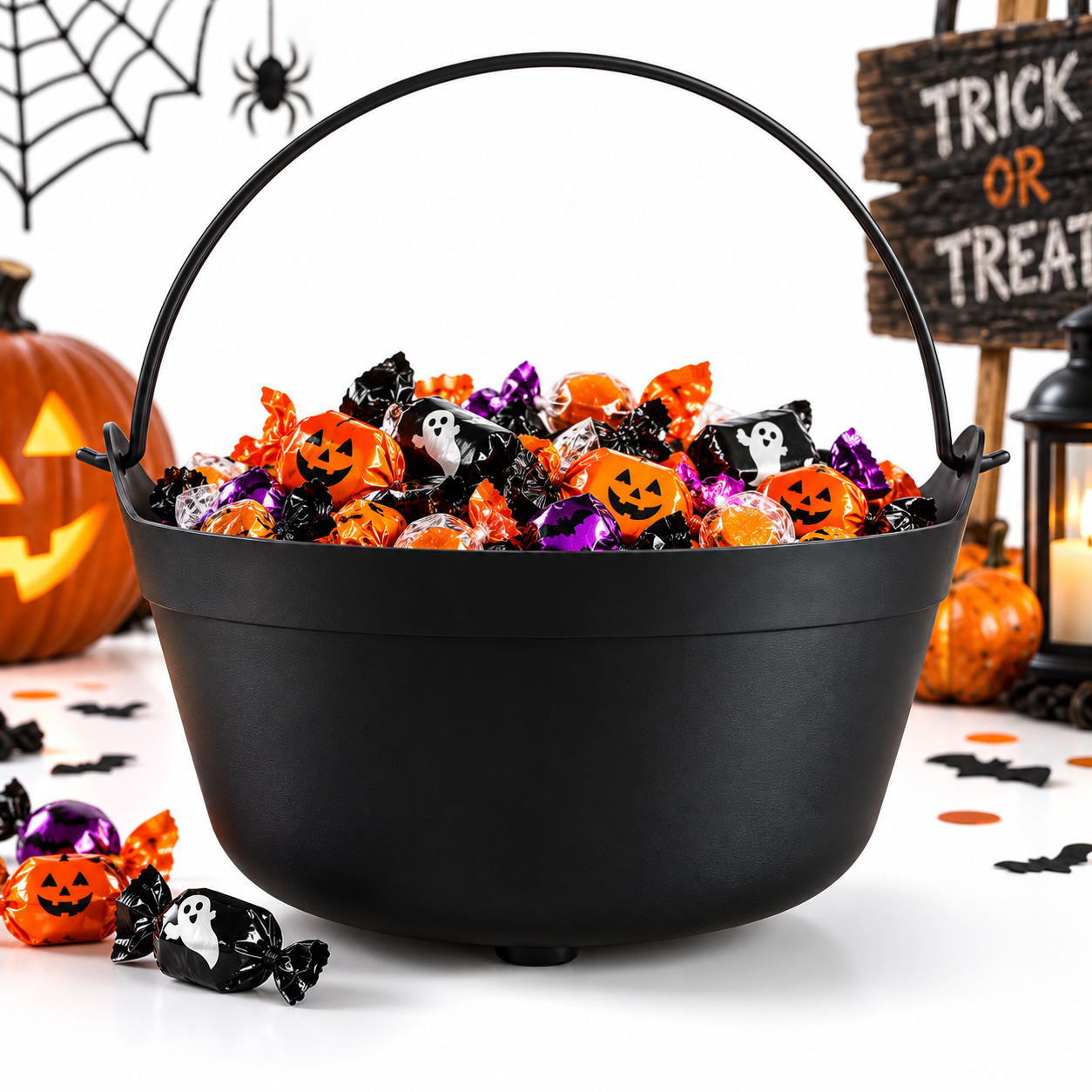 Halloween Black Plastic Cauldron 24cm – Witch Cauldron Party Decoration, Trick or Treat Candy Bowl, Spooky Centrepiece for Halloween Party Supplies View 7