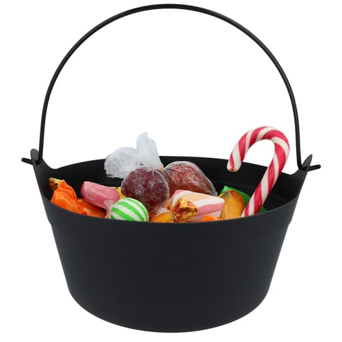 Halloween Black Plastic Cauldron 24cm – Witch Cauldron Party Decoration, Trick or Treat Candy Bowl, Spooky Centrepiece for Halloween Party Supplies Product Gallery Image