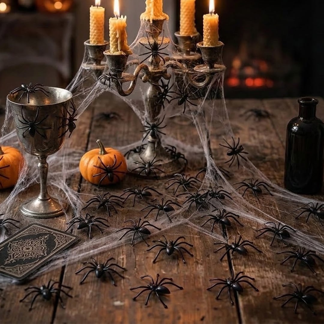 Black Plastic Spiders Halloween Decorations 4cm - Pack of 36