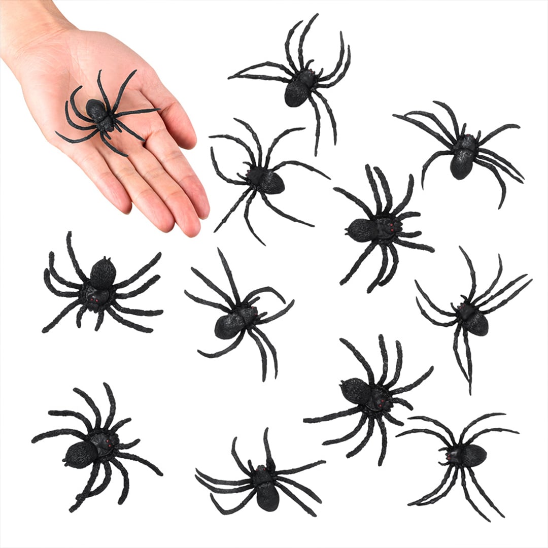 Halloween Black Rubber Spiders - Pack of 12 View 3