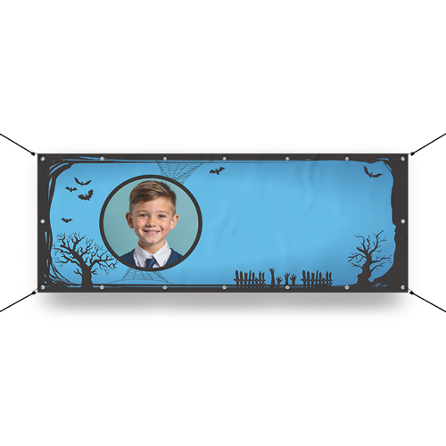 Halloween Blue Photo Design Small Personalised Banner 4ft x 2ft