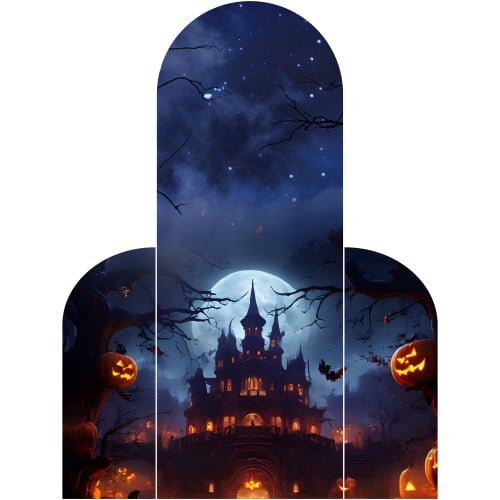 Halloween Castle Scene Design Arch and Two Sides Sailboard Backdrop Product Image