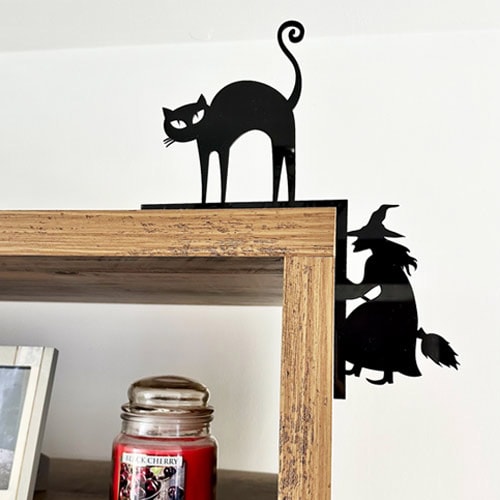 Halloween Cat & Witch Acrylic Door Corner Decoration Product Gallery Image