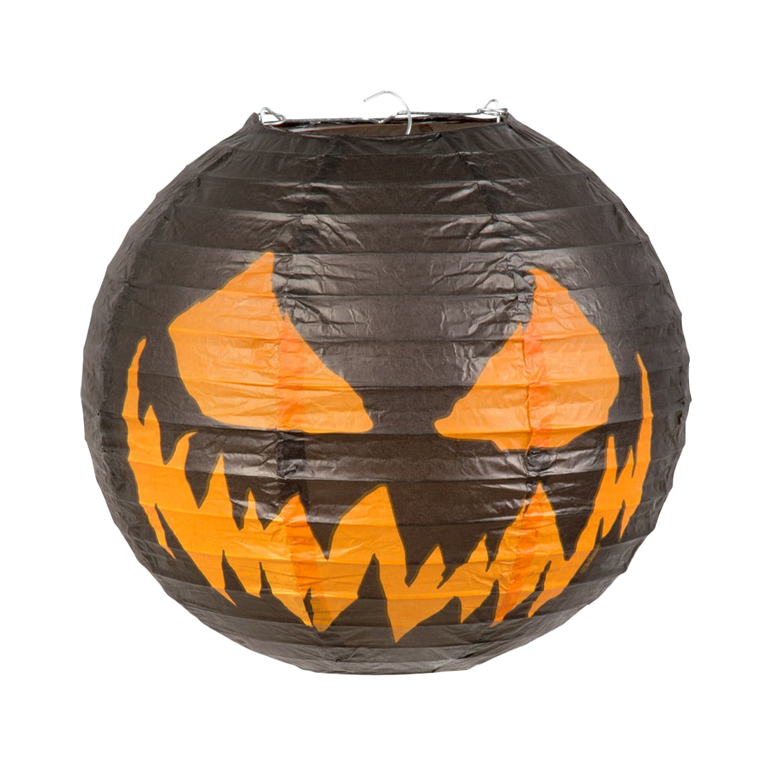 Halloween Creepy Pumpkin Paper Lantern With Wire Frame 25cm
