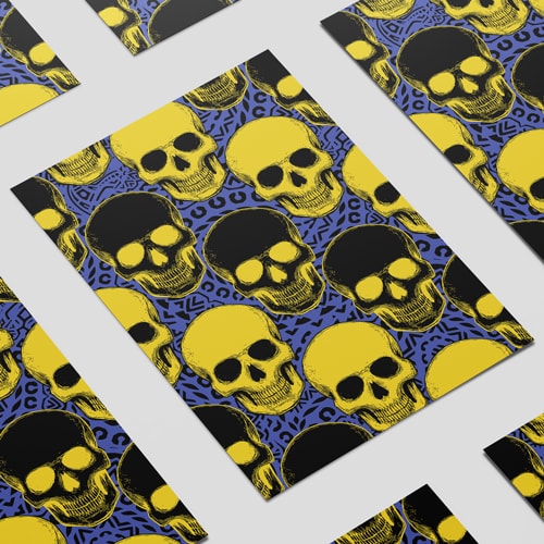 Halloween Day of the Dead Yellow Skulls Poster PVC Party Sign Decoration Product Gallery Image