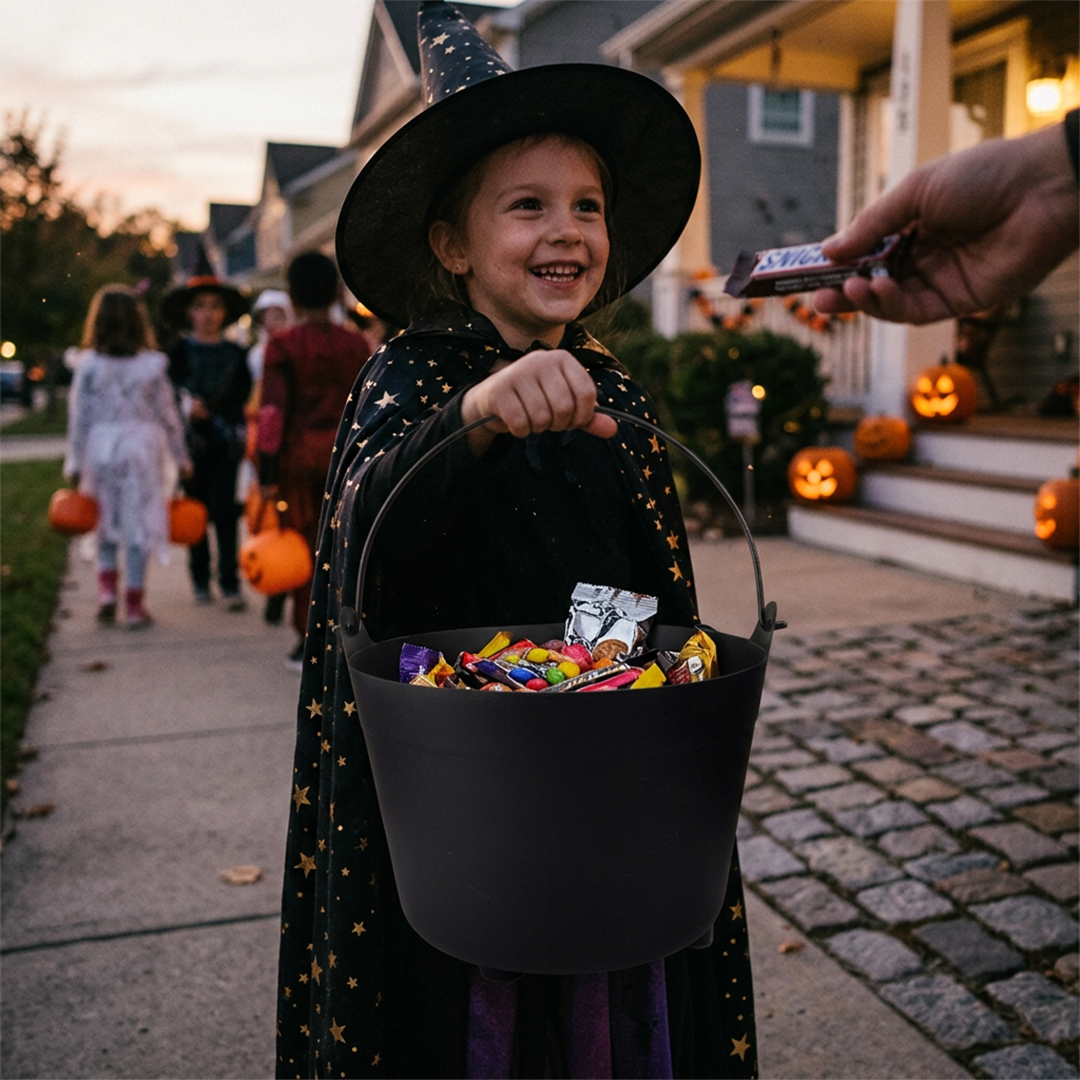 Halloween Extra Large Black Plastic Cauldron Bucket 35cm View 2
