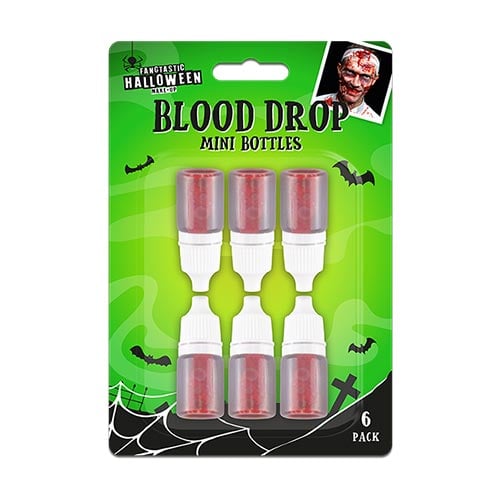 Halloween Fake Blood Drop Mini Bottles - Pack of 6