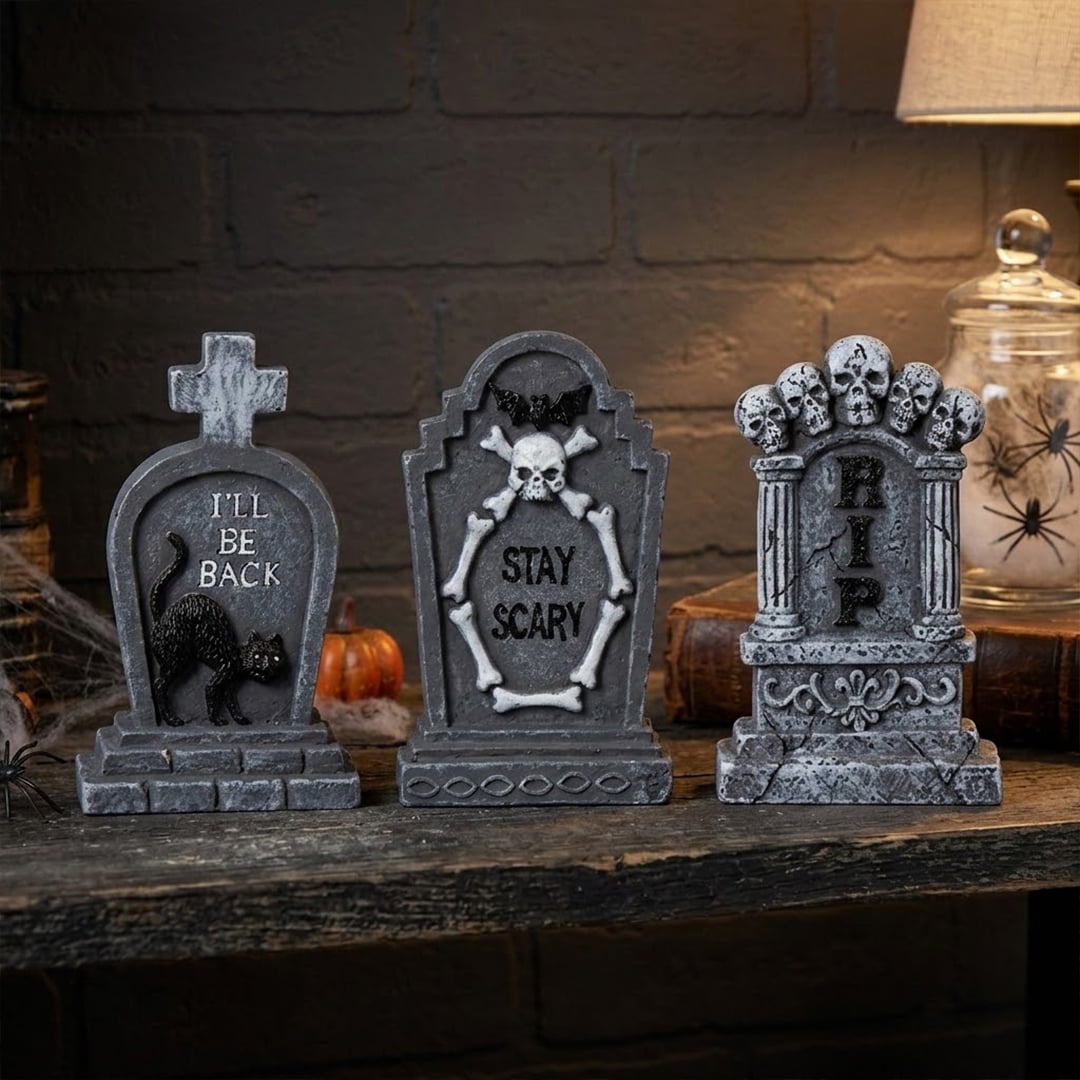 Spooky Graveyard Halloween Ornament Decoration 14cm