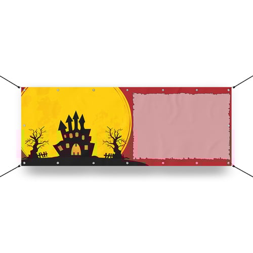 Halloween Haunted House Design Small Personalised Banner 4ft x 2ft