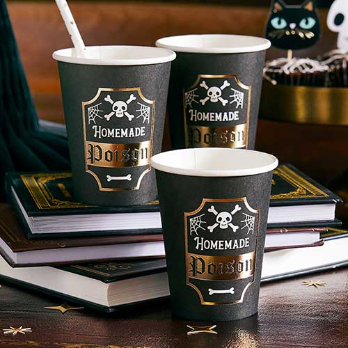 Halloween Homemade Poison Gold Foil Paper Cups 250ml - Pack of 8 Product Gallery Image