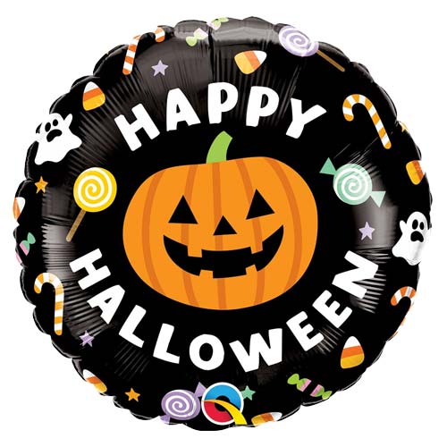 Halloween Jack & Candies Round Foil Helium Balloon 46cm / 18 in