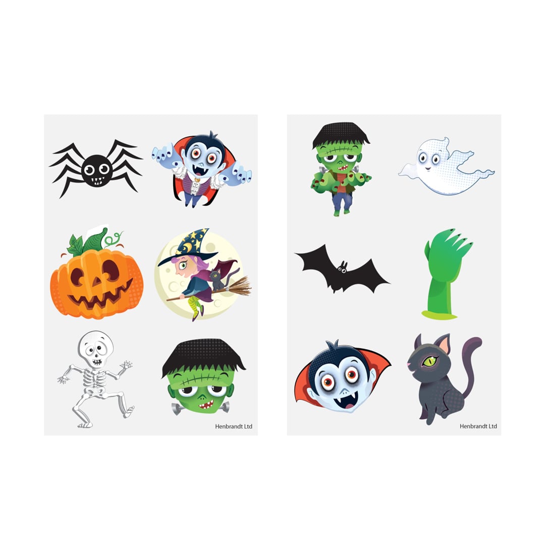 Halloween Mini Temporary Transfer Tattoo Stickers - Pack of 6