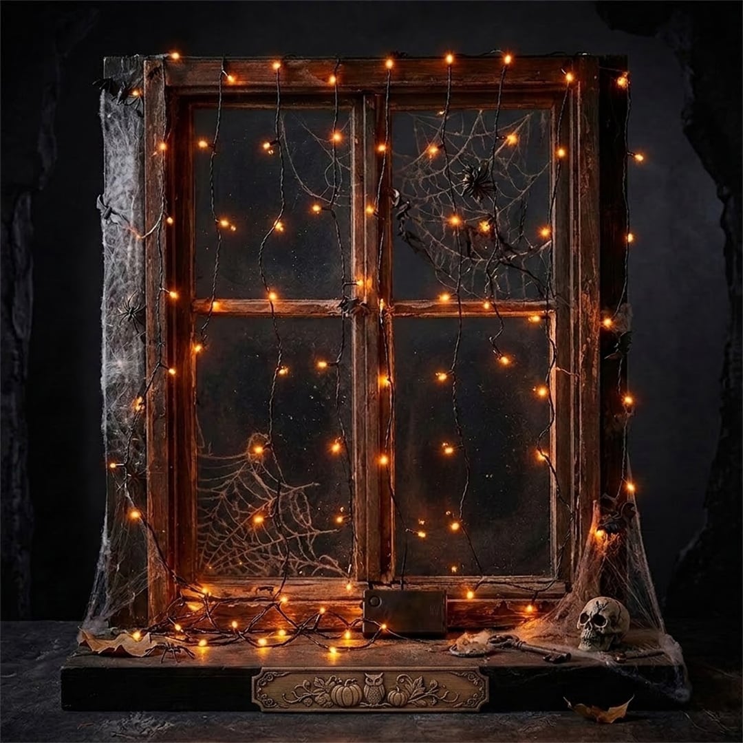 Halloween Orange LED String Light Curtain 1.2m