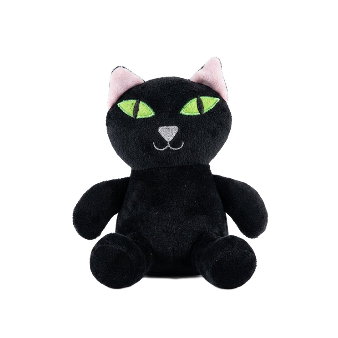 Black Cat Plush Halloween Character Squeaky Dog Toy 17cm