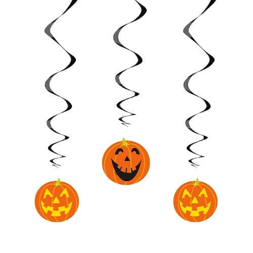 Halloween Pumpkins Hanging Swirl Decorations - Pack of 3 Product Image