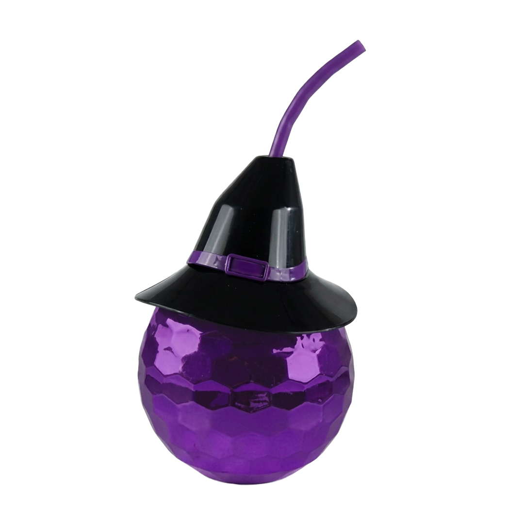 Purple Disco Ball Witch Hat Halloween Tumbler Cup 600ml