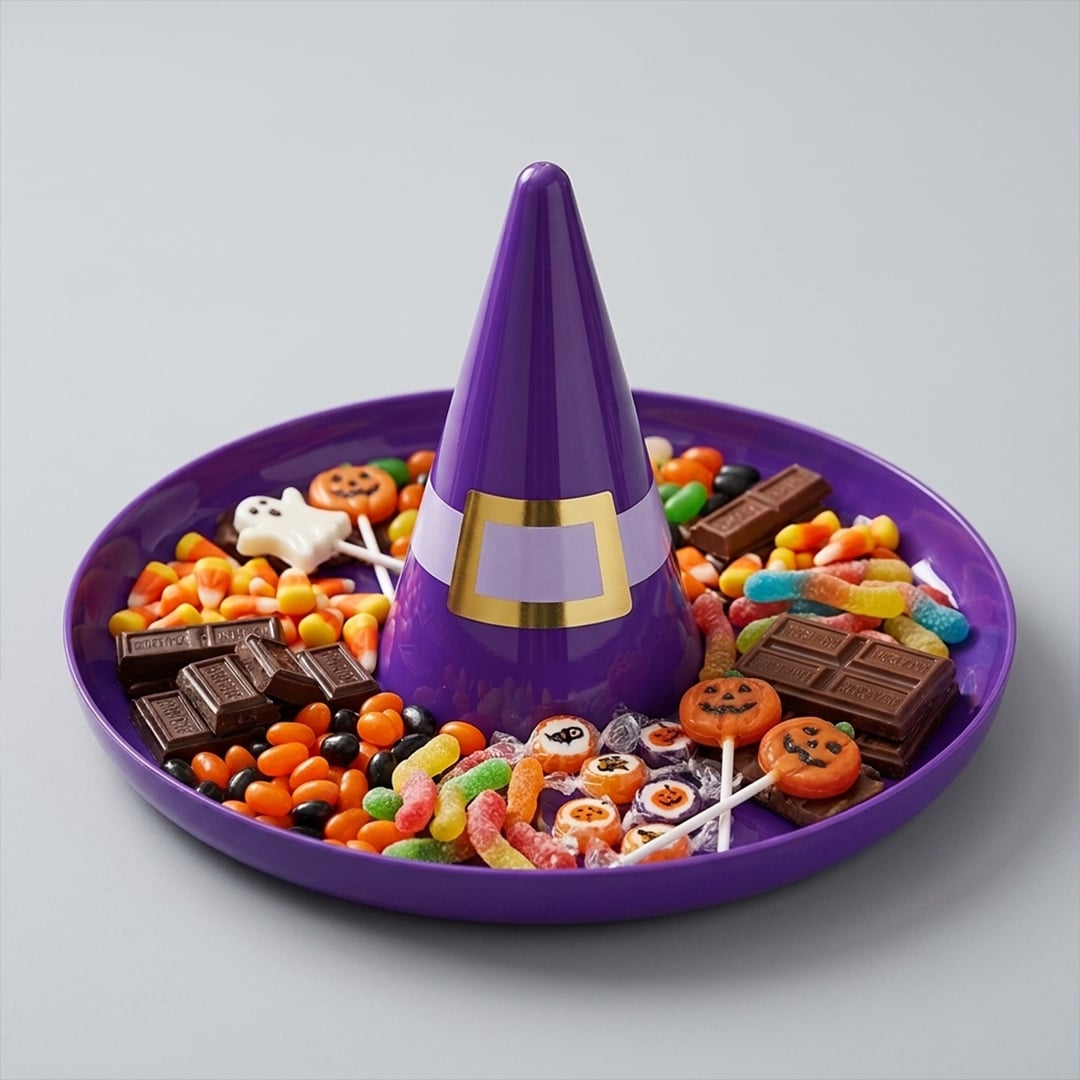 Halloween Purple Witch Hat Plastic Snack Tray 35cm