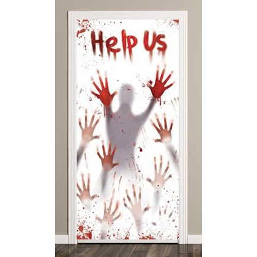 Halloween Bloody Help Us Scary Door Cover