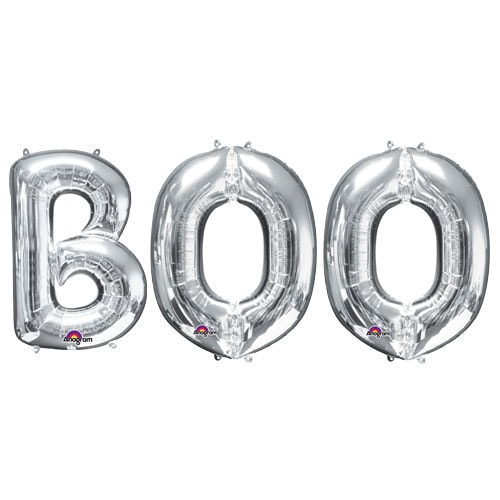 Halloween Silver BOO Small Air Fill Balloon Kit 40cm Product Image