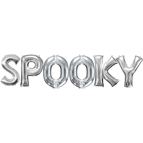 Halloween Silver SPOOKY Small Air Fill Balloon Kit 40cm Product Image