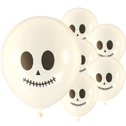 Halloween Skeleton Biodegradable Latex Balloons - 23cm / 9 in - Pack of 15 Product Image