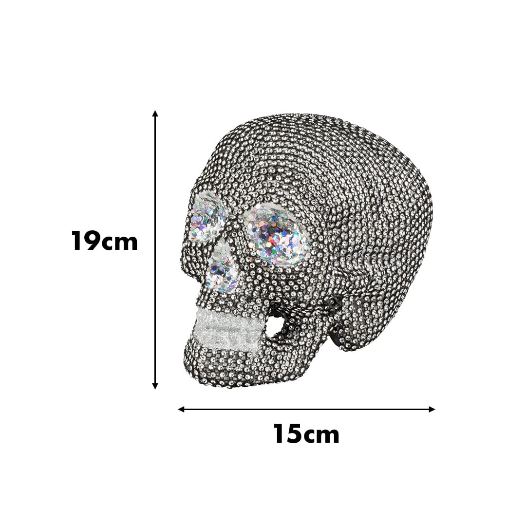 Sparkle Rhinestone Skull Halloween Prop Decoration 19cm View 5