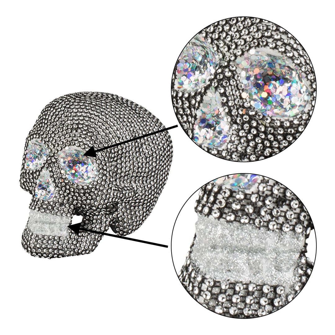 Sparkle Rhinestone Skull Halloween Prop Decoration 19cm View 6