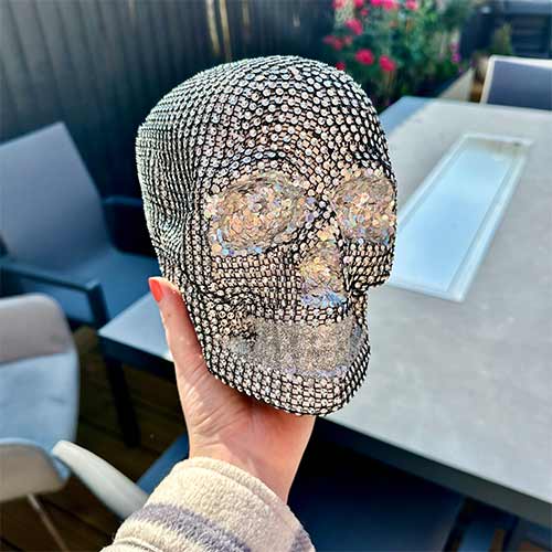 Halloween Sparkle Skull Prop Decoration 19cm Product Gallery Image