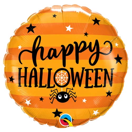 Halloween Spider & Stars Round Foil Helium Balloon 46cm / 18 in Product Gallery Image