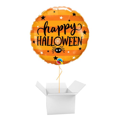 Halloween Spider & Stars Round Foil Helium Balloon - Inflated Balloon in a Box